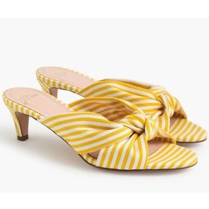 J Crew knotted stripy kitten heels